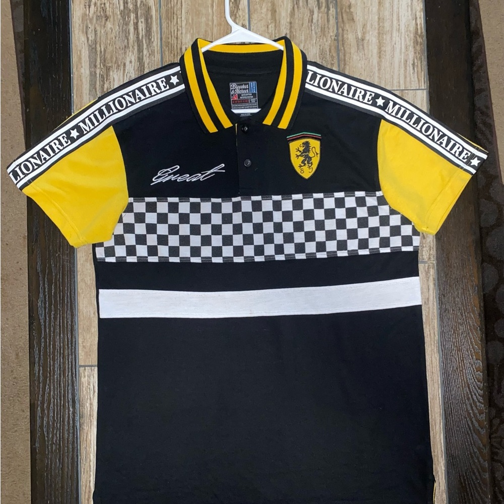 Bleecker & Mercer Mens Polo Prancer Pony Millionaire Shirt Print Men’s Sz Large